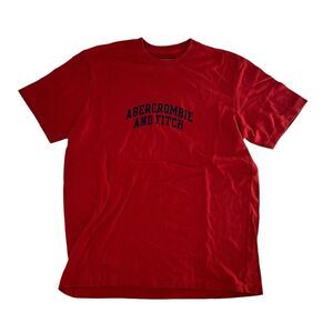 Vintage 90s Abercrombie And Fitch Shirt Men Medium Red Arch Spellout Y2K Varsity